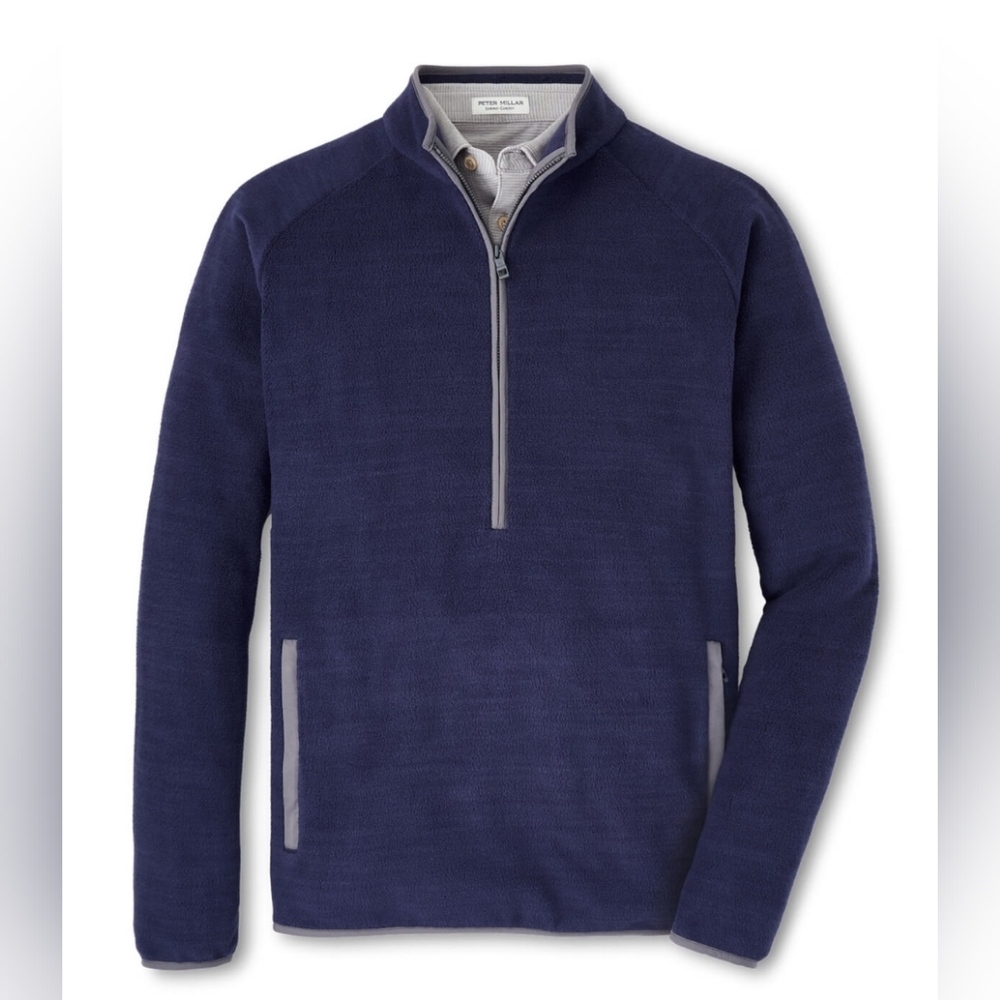 Peter Millar Fade Half Zip Performance Fleece Jacket Navy Blue Pullover XXL $245